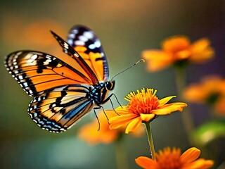 Obraz premium Butterfly Stock Photo, Butterfly, Beauty In Nature, Flower, Generated By Ai