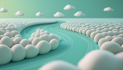Obraz premium A series of small, puffy clouds forming a winding path leading into the distance, 