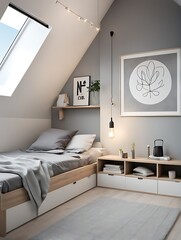 Scandinavian interior design of modern bedroom.	