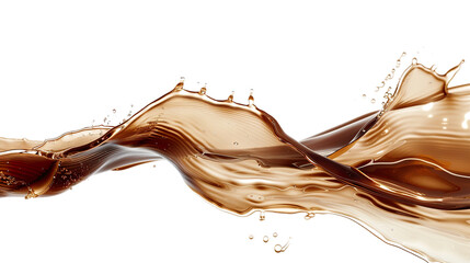 Brown cream coffee liquid swirl splash with little foundation bubbles isolated on white background PNG