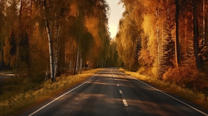 Obraz premium Autumn road in the forest