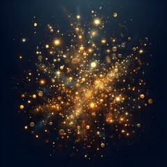 Abstract background with dark blue and gold particles






