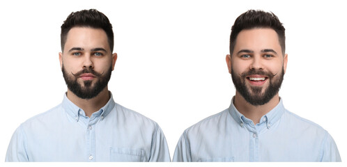 Portrait of twin brothers on white background