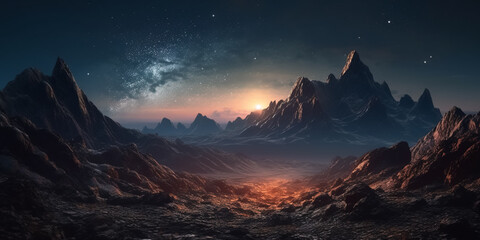 Unknown planet from outer space. Space nebula. Cosmic cluster of stars. Outer space background