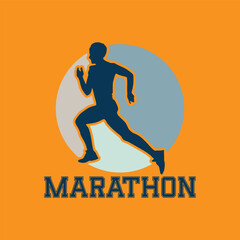 Runner marathon trail run logo vector graphic illustration on background, sticker badge