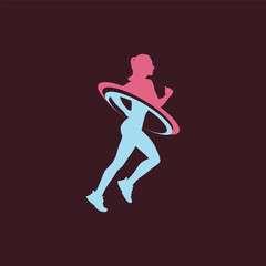 Runner marathon trail run logo vector graphic illustration on background, sticker badge