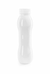 Tasty yogurt in bottle isolated on white