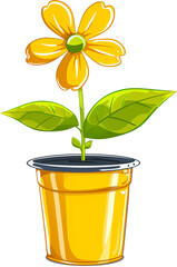 Blossom in a Can: Yellow Can Flowerpot Cartoon