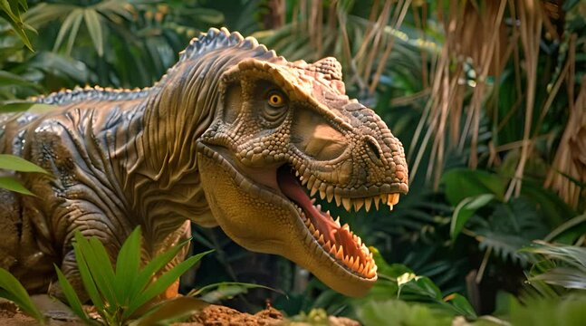 t rex dinosaur opens mouth