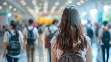 Students Exploring Internship Opportunities at Career Fair for Practical Experience and Resume Enhancement   Photo Realistic Stock Concept