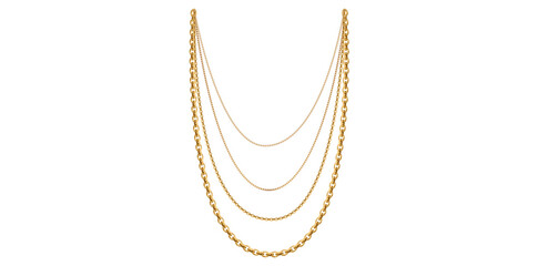 Multilayer Trendy Elegant Sparkle Gold Necklace Vector Illustration.