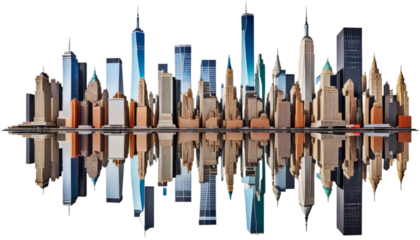 manhattan skyline new york city landscape panorama panoramic landmark midtown view scene twilight dusk night empire state architecture financial district business tourist attraction famous place