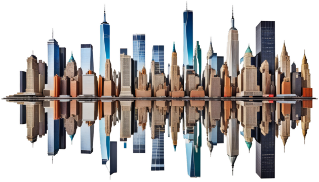 manhattan skyline new york city landscape panorama panoramic landmark midtown view scene twilight dusk night empire state architecture financial district business tourist attraction famous place