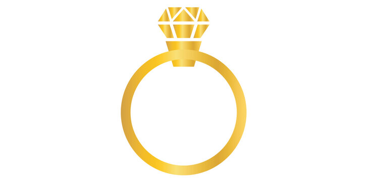Simple Outline Style Gold Circle Ring Vector Illustration.
