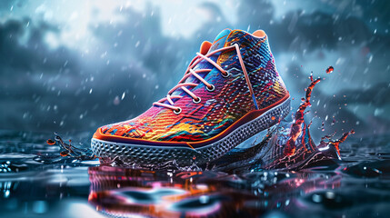 Collection of a stylish and vibrant pair of sports shoes, capturing the essence of dynamic fashion. - Powered by Adobe