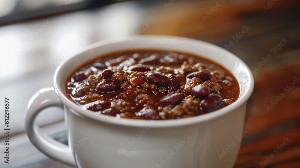 Wall mural cup of chili made with brisket