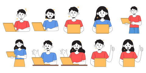 People Using Laptop Set