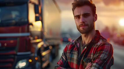 Truck driver with arms crossed