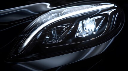 Modern car headlight close-up scene (3D Illustration)