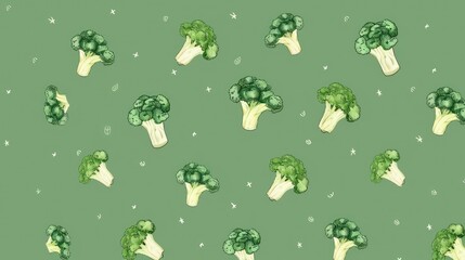 Broccoli on a green background
