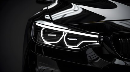 Modern car headlight close-up scene (3D Illustration)