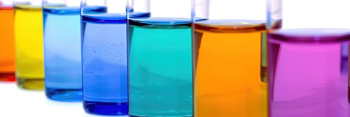 Colorful liquids in glass jars - fruit-flavored sweet drinks