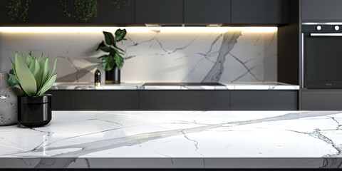 white marble countertop in a home kitchen