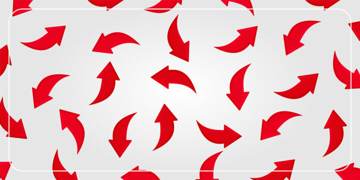 rotating red arrow icon seamless pattern background. design template for banner, poster, web, social media.