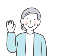 笑顔で手を振るおばあちゃん