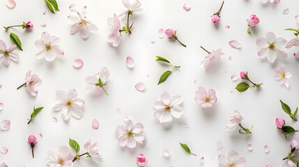 spring flowers on white background
