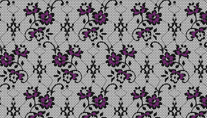 A dual-color lace fabric featuring small flowers and leaves.