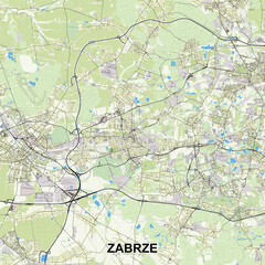Zabrze, Poland map poster art