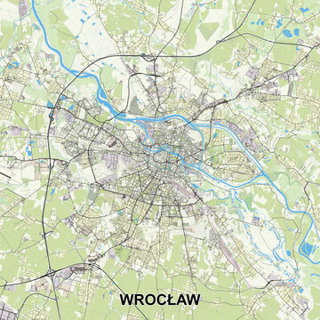 Fototapeta Wrocław, Poland map poster art