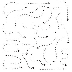 Vector Set Of Dotted Line Arrows