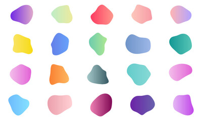 Colorful Gradient Abstract Shapes. Liquid Shapes. Random Organic Blobs