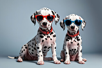 Dalmatian dog puppy with sunglass shade glasses