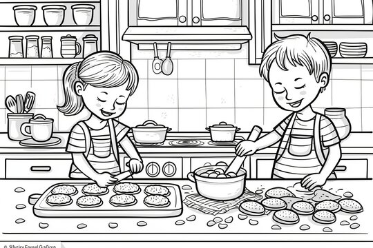 A delightful coloring picture for Kids Ministry, featuring a heartwarming Mother's Day celebration scene, perfect for children to express their love and appreciation.