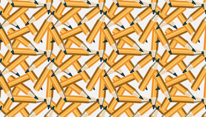 Vector chaotic pattern of yellow pencils on white background.