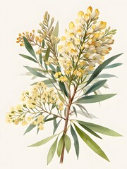  Acacia Flower Watercolor Plant Nature Art