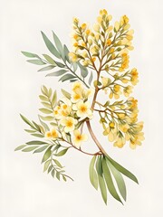  Acacia Flower Watercolor Plant Nature Art