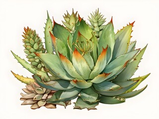 Fototapeta premium Aloe Watercolor Plant Nature Art