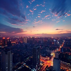 Obraz premium Photograph iconic city skylines during sunrise or sunset for dramatic effect