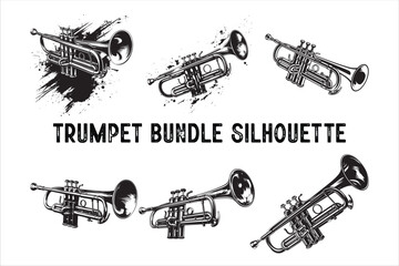 Musical instrument trumpet Bundle Set vector illustration.
