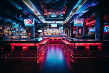 Fototapeta premium A Bustling City Karaoke Bar Featuring Nightly Specials and a Lively Crowd
