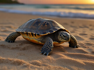 Sea Turtle on a Tropical Beach