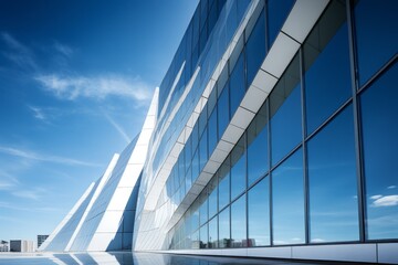 Contemporary Pearl White Office Building with a Reflective Glass Facade