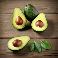 Fresh whole and sliced avocados, perfectly isolated on a white background, Ai Generated