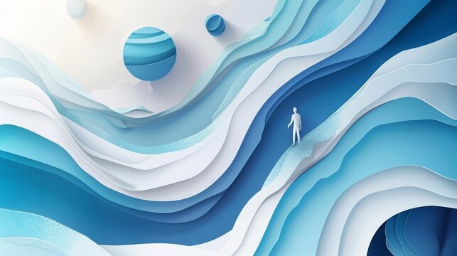 Illustration Paper art style of agile methodology, adapting swiftly and stylishly, in futuristic styles, banner template best copy space