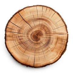 Fototapeta premium Closeup of a wooden cut texture, isolated on white, Ai Generated
