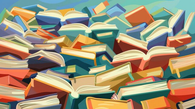 Selfarranging floating books tailor to readers preferences, Ai Generated.